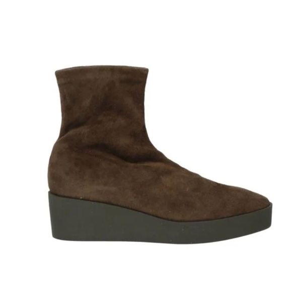 Robert Clergerie Brown Suede Sock Wedge Platform Booties 37 Excellent Condition - Picture 1 of 2